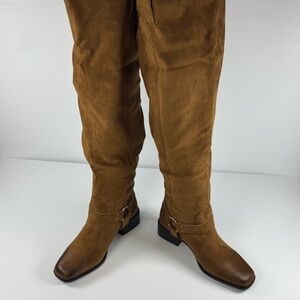Azalea Wang Eathelin Brown Over The Knee Moto Boots NIB Size 7 / 9
